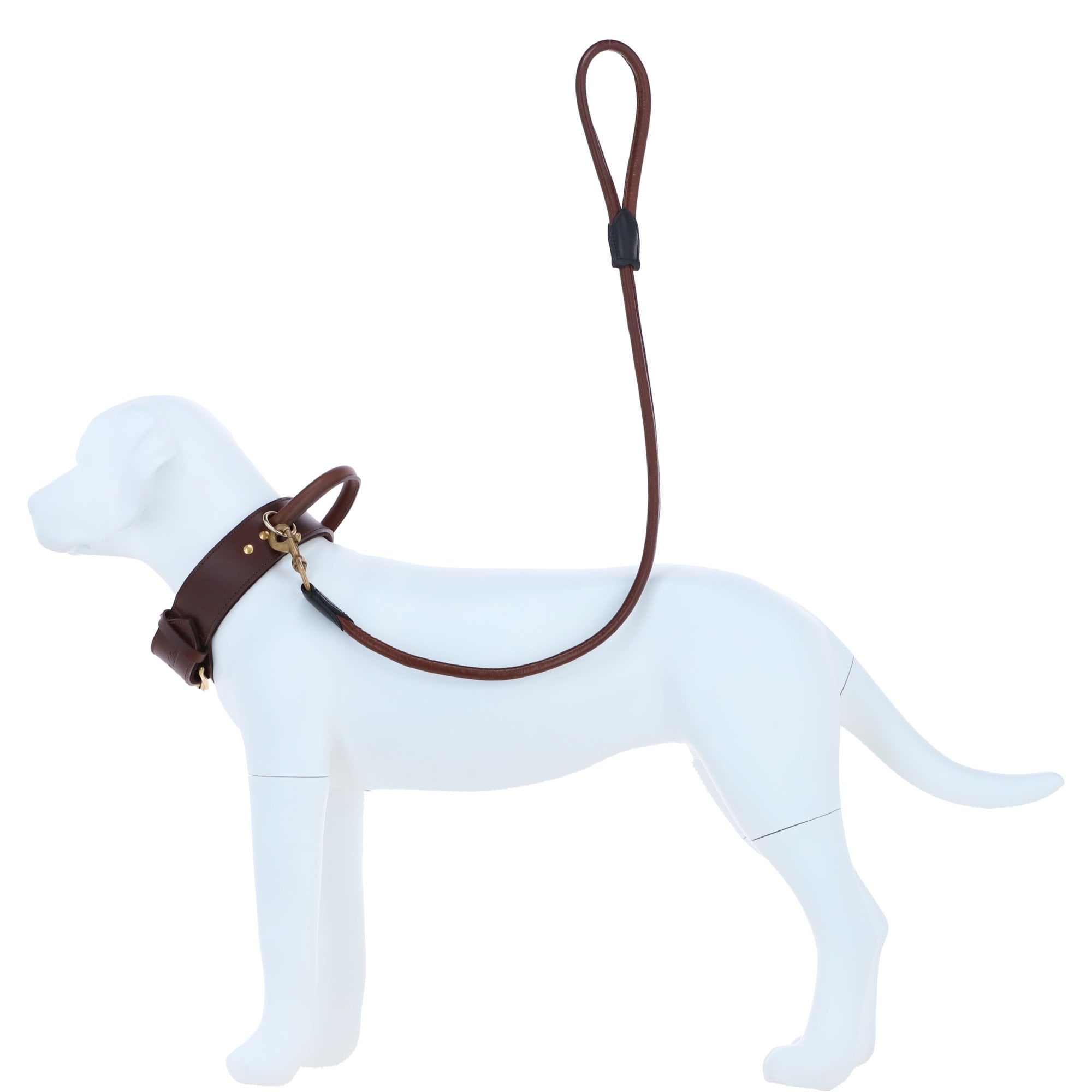 Ashwood Leather Round Dog Leash with Gold Trigger Clasp in Tan: K9-L04