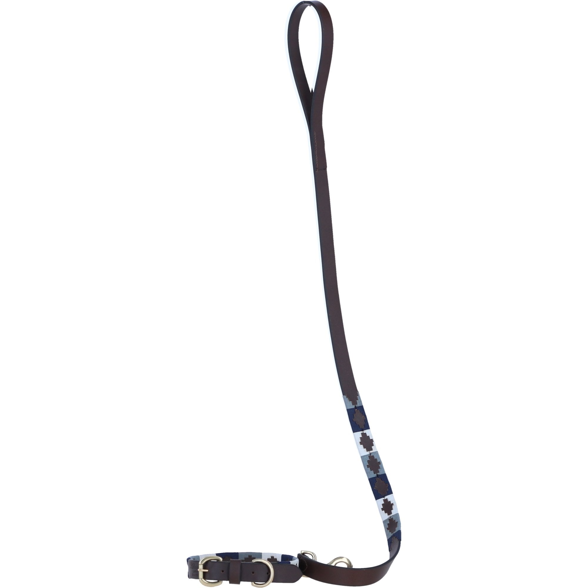 Ashwood Leather Handmade Patchwork Dog Lead in Brn/navy/grey/white: k9-L06