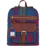 Exquisite Ashwood Leather & Harris Tweed® Cloth Backpack Tan/Purple: TW-25-13-TP