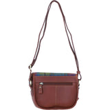 Ashwood Leather & Harris Tweed® Cloth Saddle Bag Tan/Purple: TW-26-013-TP