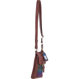 Ashwood Leather & Harris Tweed® Cloth elegance Crossbody Bag Tan/Purple: TW-20-13-TP
