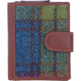 Ashwood Leather & Harris Tweed® Cloth Three compartment wallet Tan/Purple: TW-12-13-TP