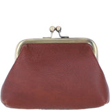 Ashwood Leather & Harris Tweed® Cloth Classic Kiss-Lock Purse Tan/Purple: TW-13-13-TP