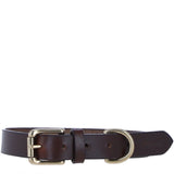 Genuine Leather Collar with Brass Hardware & Adjustable Buckle Fastening in Brown: K9-C12
