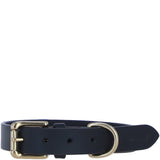 Genuine Leather Collar with Brass Hardware & Adjustable Buckle Fastening in Black: K9-C12