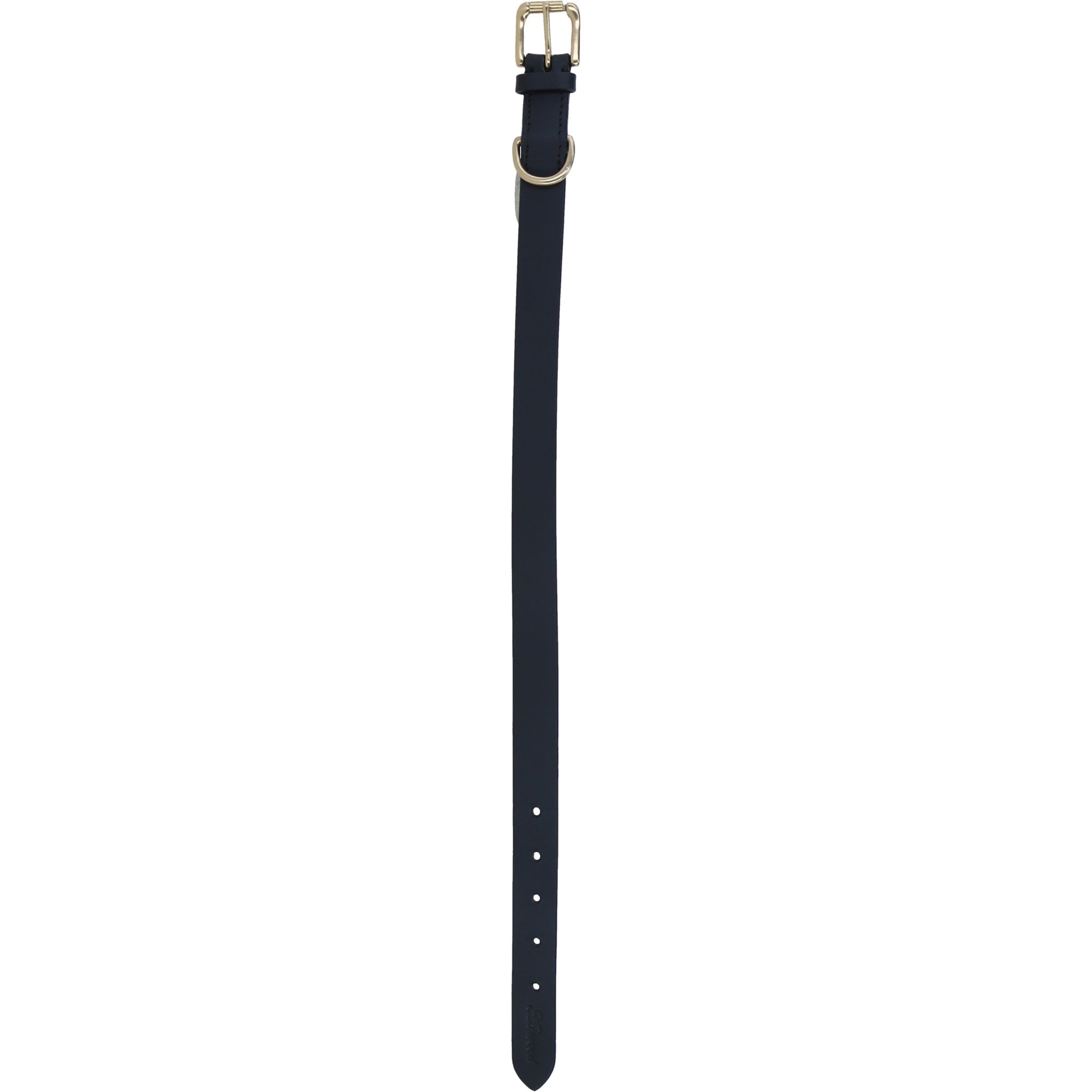 Genuine Leather Collar with Brass Hardware & Adjustable Buckle Fastening in Black: K9-C12