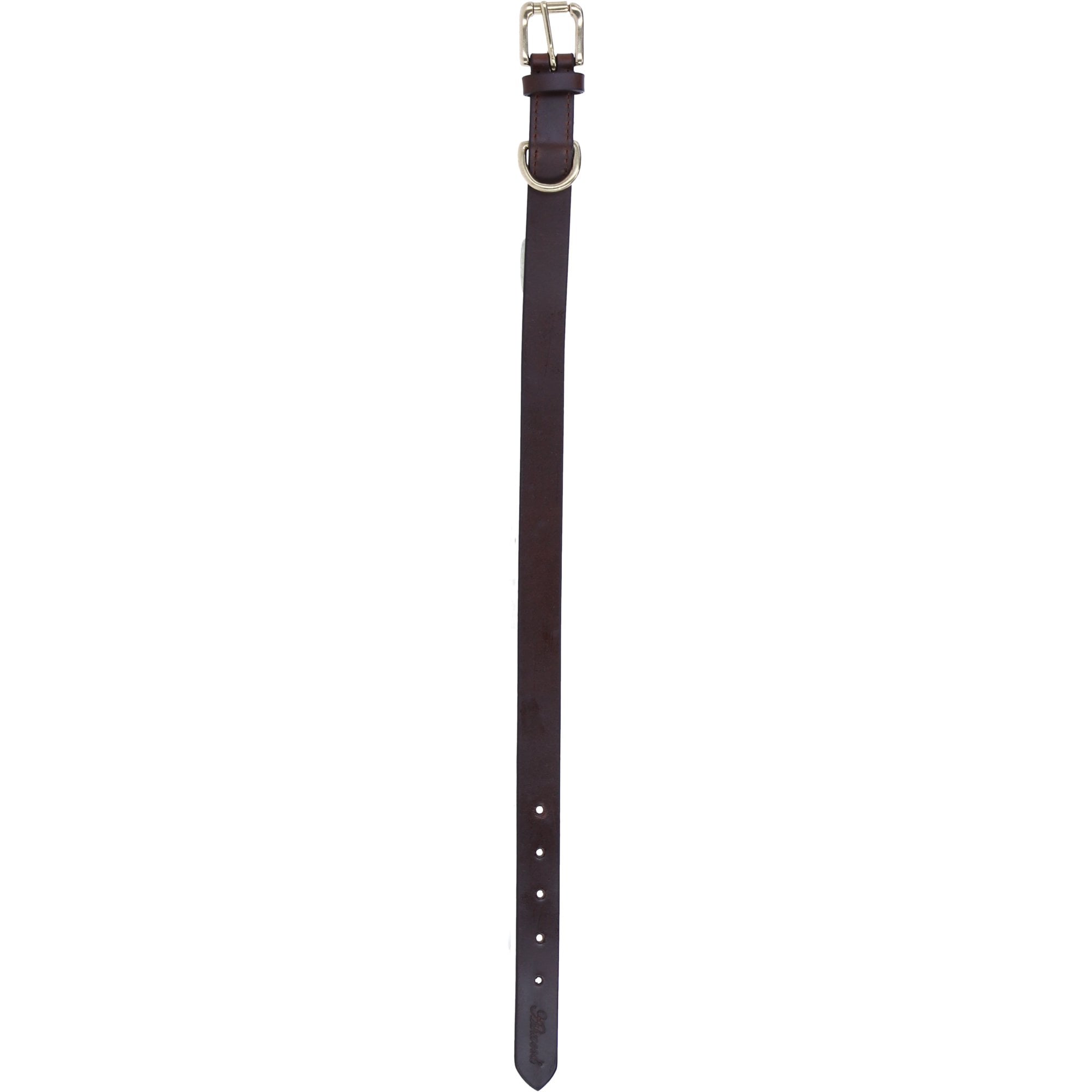 Genuine Leather Collar with Brass Hardware & Adjustable Buckle Fastening in Brown: K9-C12