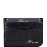 Ashwood Leather Croc Embossed Wallet & Card Holder Gift Set in Black: 30933