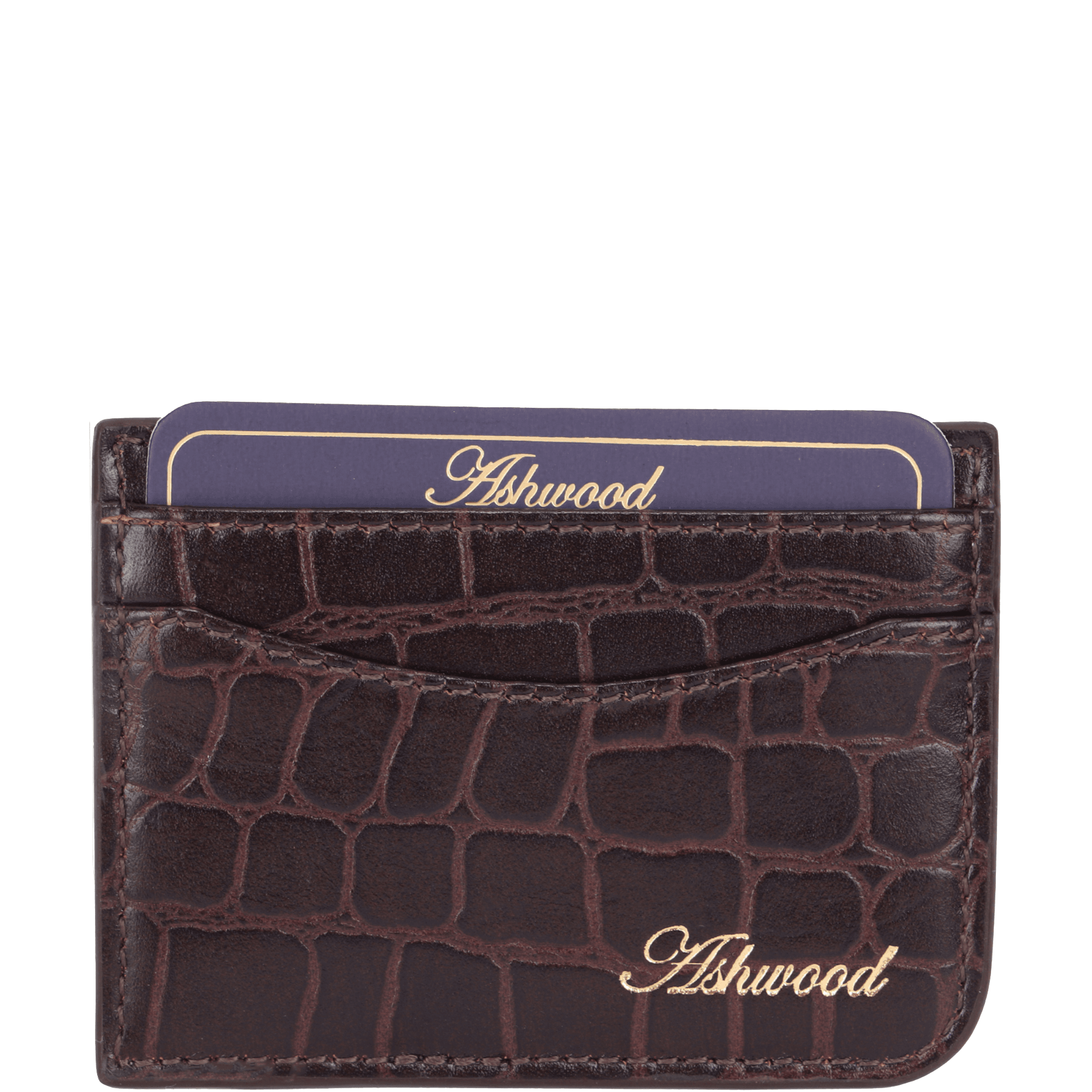 Ashwood Leather Croc Embossed Wallet & Card Holder Gift Set in Cherry: 30933