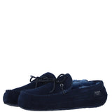 Men Classic Suede Sheepskin Moccasins Navy: Mens Moccasins