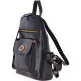Vegetable Tanned Small Leather Backpack Black: V-25