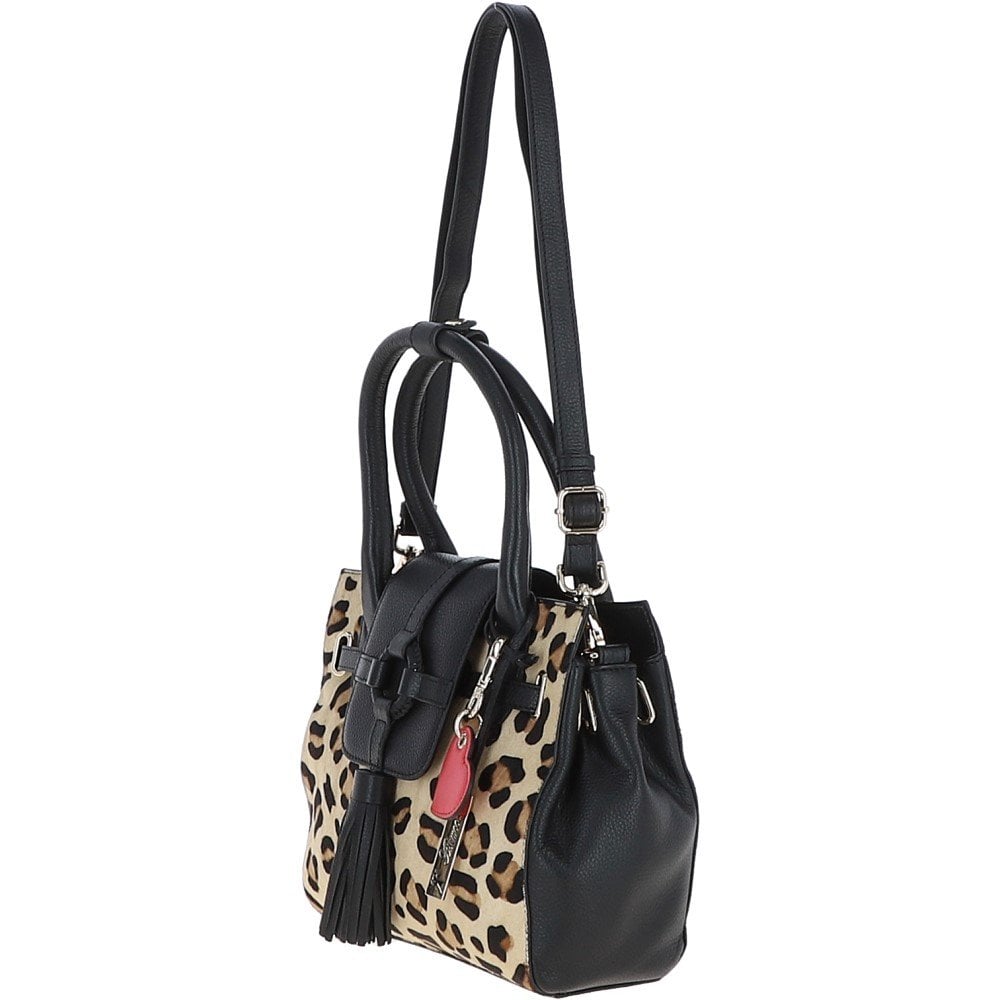 Ashwood Ladies Leather Tote Bag Black/leopard: J-12