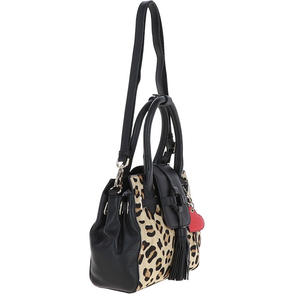 Ashwood Ladies Leather Tote Bag Black/leopard: J-12