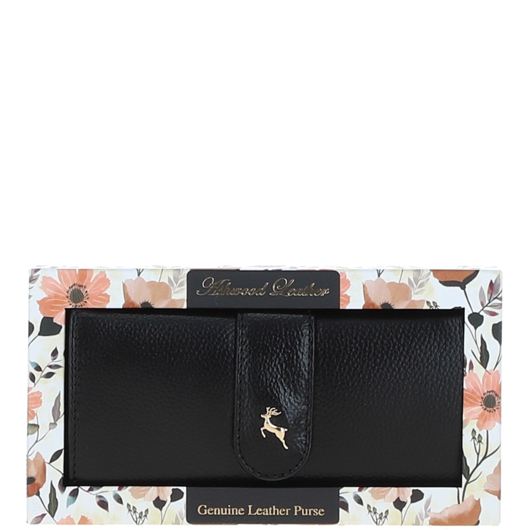 14 Card RFID Protected Large Leather Purse Black: S1