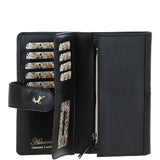 14 Card RFID Protected Large Leather Purse Black: S1