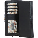 14 Card RFID Protected Large Leather Purse Black: S1