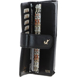14 Card RFID Protected Large Leather Purse Black: S1