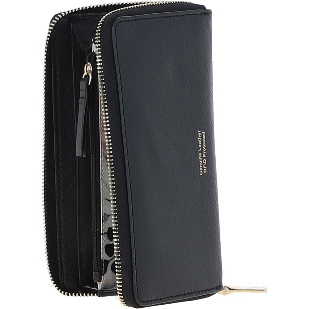 14 Card RFID Protected XL Leather Purse Black: S2