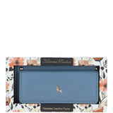 14 Card RFID Protected XL Leather Purse Denim Blue: S2