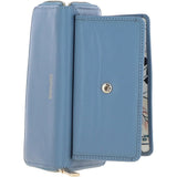 14 Card RFID Protected XL Leather Purse Denim Blue: S2