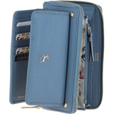 14 Card RFID Protected XL Leather Purse Denim Blue: S2