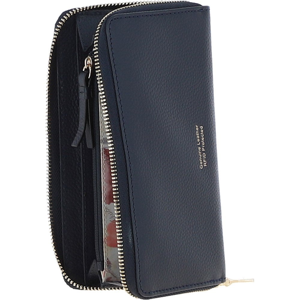 14 Card RFID Protected XL Leather Purse Navy: S2