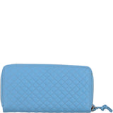 Large Quilted Leather Zip Around Note And Coin Purse Lt Blue: QUILTED PURSES