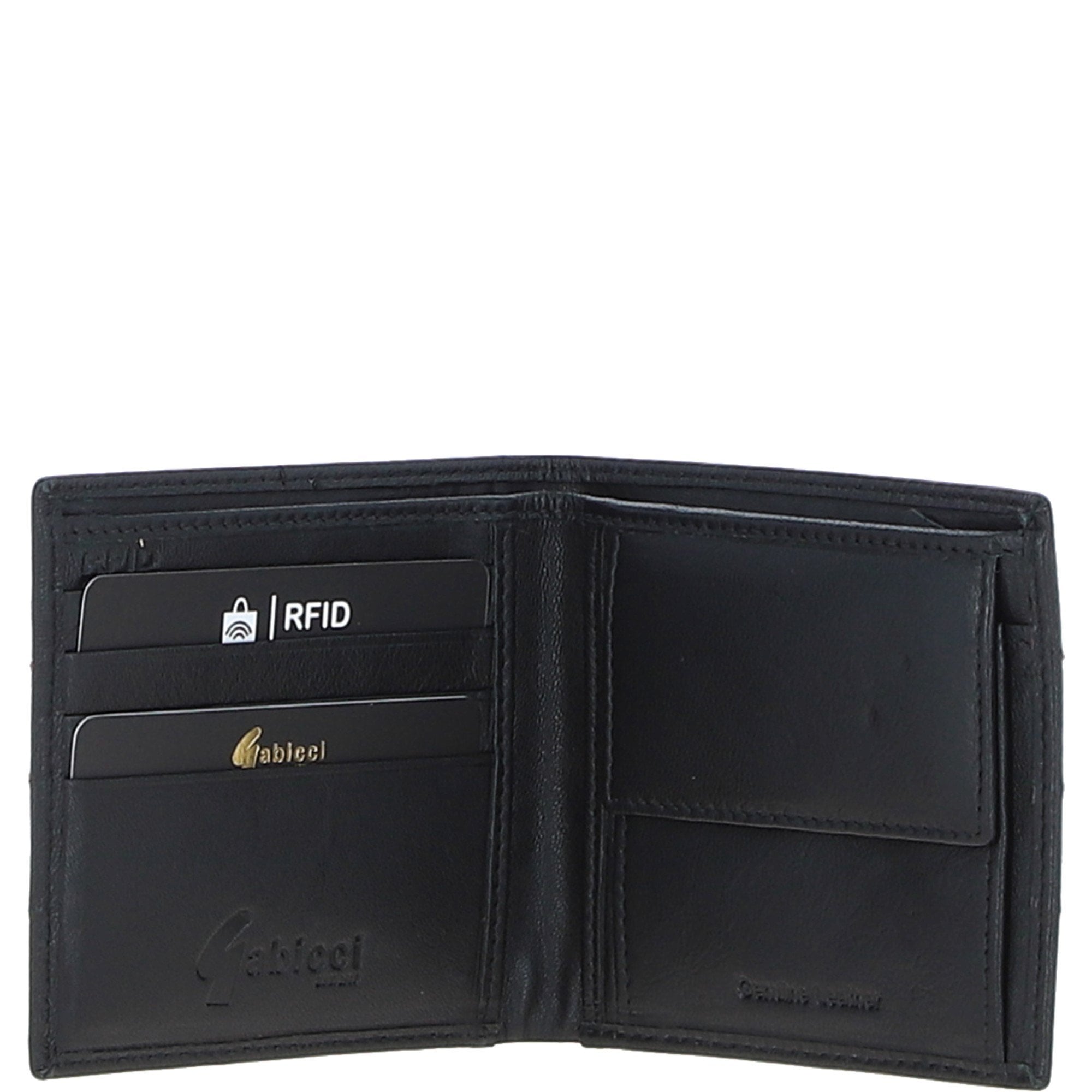 Leather 4 Card Billfold Wallet Black: GB-145-AS