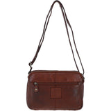 3 Section Vintage Woven Leather Shoulder Bag Cognac: D-71