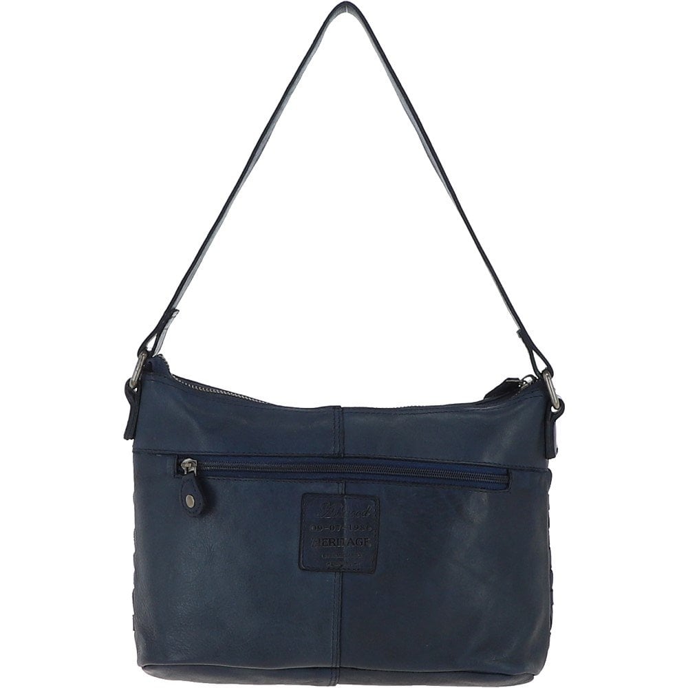 Vintage Woven Leather Shoulder Bag Navy: D-73