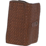 Vintage Woven Leather Zip Around Large 22 Card Coin Note Purse Taupe: D-84