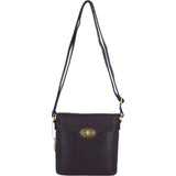 Genuine Leather Crossbody Bag with Zip Top Closure for Women in Brown: L-33
