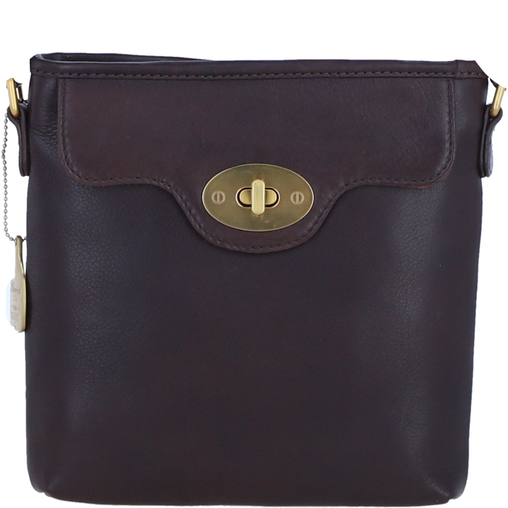 Genuine Leather Crossbody Bag with Zip Top Closure for Women in Brown: L-33