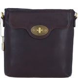 Genuine Leather Crossbody Bag with Zip Top Closure for Women in Brown: L-33