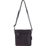 Genuine Leather Crossbody Bag with Zip Top Closure for Women in Brown: L-33