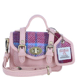 Ashwood Leather & Harris Tweed® Cloth Micro Satchel Bag with Twist Lock Baby Pink/Baby Pink: TW-36-15-BP