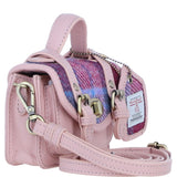 Ashwood Leather & Harris Tweed® Cloth Micro Satchel Bag with Twist Lock Baby Pink/Baby Pink: TW-36-15-BP