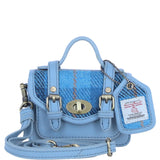 Ashwood Leather & Harris Tweed® Cloth Micro Satchel Bag with Twist Lock Baby Blue/Lt.Blue: TW-36-19-BB