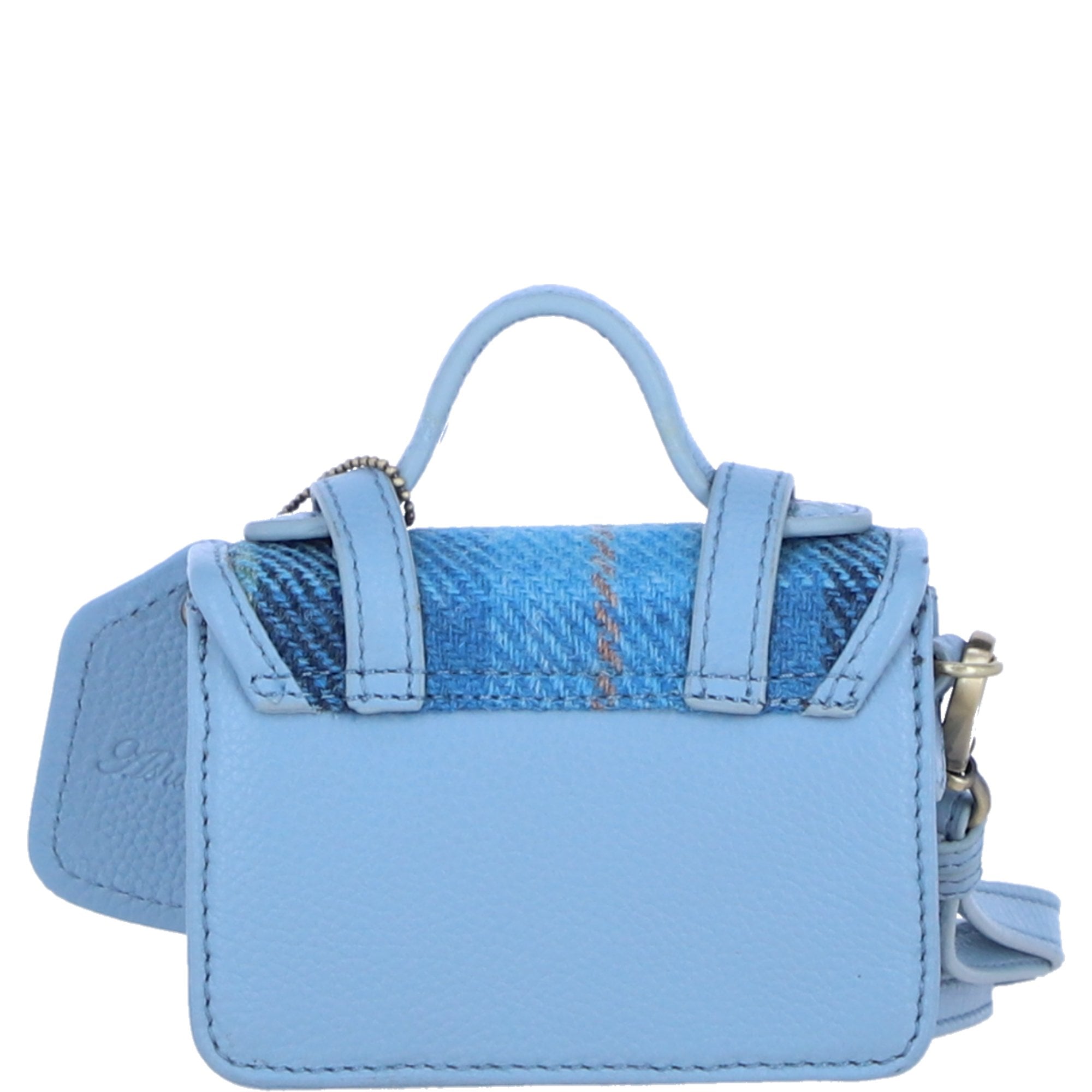 Ashwood Leather & Harris Tweed® Cloth Micro Satchel Bag with Twist Lock Baby Blue/Lt.Blue: TW-36-19-BB