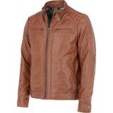 Leather Biker Jacket Tan/waxy: 2101