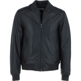 Mens Leather Bomber Jacket Black : 2436