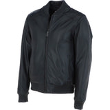 Mens Leather Bomber Jacket Black : 2436
