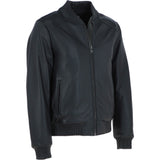Mens Leather Bomber Jacket Black : 2436