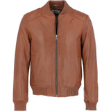 Mens Leather Bomber Jacket Tan : 2436