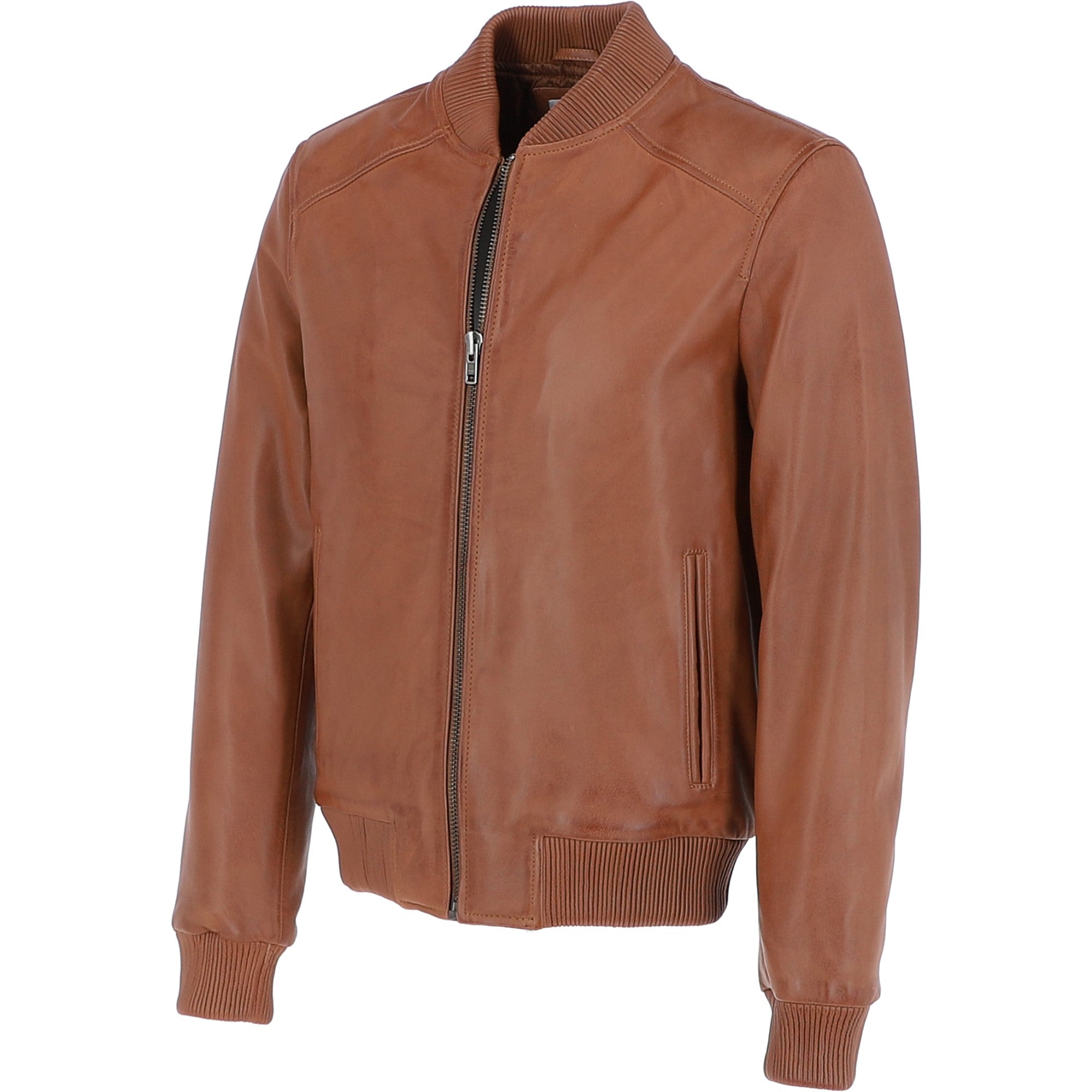 Mens Leather Bomber Jacket Tan : 2436