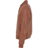 Mens Leather Bomber Jacket Tan : 2436