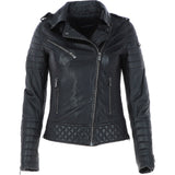 Women's Side Zip Leather Biker Jacket Black: 3054