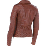 Women's Side Zip Leather Biker Jacket D.Cognac: 3054