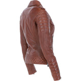Women's Side Zip Leather Biker Jacket D.Cognac: 3054