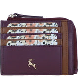 Ashwood Leather RFID Protected Purse with Zip Pocket BORDEAUX/TAN: 31800
